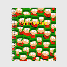 Тетрадь с принтом SOUTH PARK в Санкт-Петербурге, 100% бумага | 48 листов, плотность листов — 60 г/м2, плотность картонной обложки — 250 г/м2. Листы скреплены сбоку удобной пружинной спиралью. Уголки страниц и обложки скругленные. Цвет линий — светло-серый
 | cartman | kenny | kyle | south park | stan | кайл | картман | кенни | стэн | южный парк