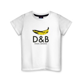 Детская футболка хлопок с принтом Dolce and Banana в Санкт-Петербурге, 100% хлопок | круглый вырез горловины, полуприлегающий силуэт, длина до линии бедер | banan | banana | dg | dolce banana | dolce gabana | dolce gabbana | антибренд | банан | бананы | гнилой | дольче габана | дольче габбана | крутая | модная | пародия | прикол | тренд
