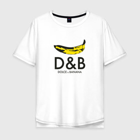 Мужская футболка хлопок Oversize с принтом Dolce and Banana в Санкт-Петербурге, 100% хлопок | свободный крой, круглый ворот, “спинка” длиннее передней части | banan | banana | dg | dolce banana | dolce gabana | dolce gabbana | антибренд | банан | бананы | гнилой | дольче габана | дольче габбана | крутая | модная | пародия | прикол | тренд