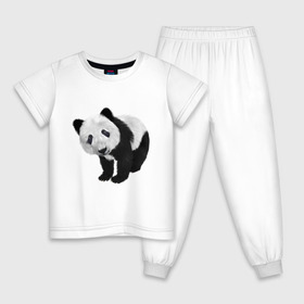 Детская пижама хлопок с принтом Панда в Санкт-Петербурге, 100% хлопок |  брюки и футболка прямого кроя, без карманов, на брюках мягкая резинка на поясе и по низу штанин
 | Тематика изображения на принте: животное | медведь | панда | пушистый | черно белое