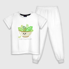 Детская пижама хлопок с принтом Салат. Для тех, кто на диете в Санкт-Петербурге, 100% хлопок |  брюки и футболка прямого кроя, без карманов, на брюках мягкая резинка на поясе и по низу штанин
 | грусть | диета | зож | пп | правильное питание | салат