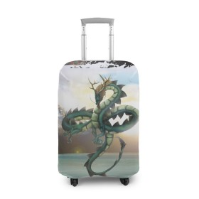 Чехол для чемодана 3D с принтом Дракон в Санкт-Петербурге, 86% полиэфир, 14% спандекс | двустороннее нанесение принта, прорези для ручек и колес | Тематика изображения на принте: dragon | monster | драго | дракон | космический дракон | монстр | огнедыщащий | прикольная картинка | чудовище | японский дракон | ящерица