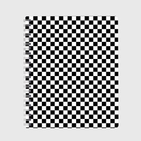 Тетрадь с принтом Шахматка мелкая в Санкт-Петербурге, 100% бумага | 48 листов, плотность листов — 60 г/м2, плотность картонной обложки — 250 г/м2. Листы скреплены сбоку удобной пружинной спиралью. Уголки страниц и обложки скругленные. Цвет линий — светло-серый
 | Тематика изображения на принте: квадраты | мелкая шахматка | текстуры | узор шахматка | узоры | чб | чб квадраты | чб узор | шахматка | шахматная доска | шахматы