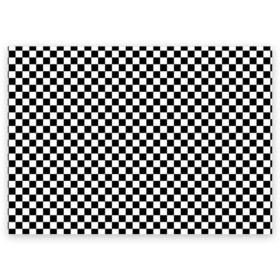Поздравительная открытка с принтом Шахматка мелкая в Санкт-Петербурге, 100% бумага | плотность бумаги 280 г/м2, матовая, на обратной стороне линовка и место для марки
 | квадраты | мелкая шахматка | текстуры | узор шахматка | узоры | чб | чб квадраты | чб узор | шахматка | шахматная доска | шахматы