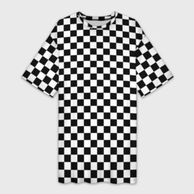 Платье-футболка 3D с принтом Шахматка мелкая в Санкт-Петербурге,  |  | Тематика изображения на принте: квадраты | мелкая шахматка | текстуры | узор шахматка | узоры | чб | чб квадраты | чб узор | шахматка | шахматная доска | шахматы