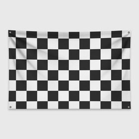 Флаг-баннер с принтом Шахматка в Санкт-Петербурге, 100% полиэстер | размер 67 х 109 см, плотность ткани — 95 г/м2; по краям флага есть четыре люверса для крепления | квадраты | текстуры | узор шахматка | узоры | чб | чб квадраты | чб узор | шахматка | шахматная доска | шахматы