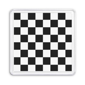 Магнит 55*55 с принтом Шахматка в Санкт-Петербурге, Пластик | Размер: 65*65 мм; Размер печати: 55*55 мм | Тематика изображения на принте: квадраты | текстуры | узор шахматка | узоры | чб | чб квадраты | чб узор | шахматка | шахматная доска | шахматы