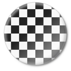 Значок с принтом Шахматка в Санкт-Петербурге,  металл | круглая форма, металлическая застежка в виде булавки | квадраты | текстуры | узор шахматка | узоры | чб | чб квадраты | чб узор | шахматка | шахматная доска | шахматы