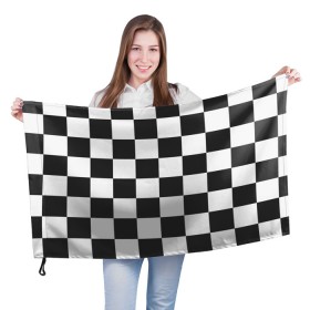 Флаг 3D с принтом Шахматка в Санкт-Петербурге, 100% полиэстер | плотность ткани — 95 г/м2, размер — 67 х 109 см. Принт наносится с одной стороны | квадраты | текстуры | узор шахматка | узоры | чб | чб квадраты | чб узор | шахматка | шахматная доска | шахматы