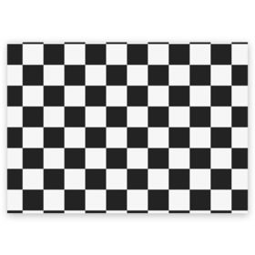 Поздравительная открытка с принтом Шахматка в Санкт-Петербурге, 100% бумага | плотность бумаги 280 г/м2, матовая, на обратной стороне линовка и место для марки
 | квадраты | текстуры | узор шахматка | узоры | чб | чб квадраты | чб узор | шахматка | шахматная доска | шахматы