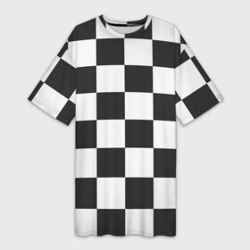 Платье-футболка 3D с принтом Шахматка в Санкт-Петербурге,  |  | квадраты | текстуры | узор шахматка | узоры | чб | чб квадраты | чб узор | шахматка | шахматная доска | шахматы
