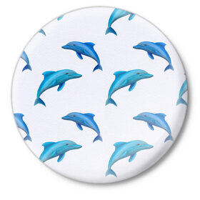 Значок с принтом Рай для дельфина в Санкт-Петербурге,  металл | круглая форма, металлическая застежка в виде булавки | арт | дельфин | дельфины | искусство | морское | океан | паттерн | рыба | рыбы