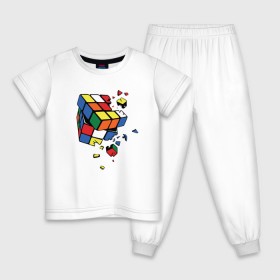 Детская пижама хлопок с принтом Кубик Рубика в Санкт-Петербурге, 100% хлопок |  брюки и футболка прямого кроя, без карманов, на брюках мягкая резинка на поясе и по низу штанин
 | Тематика изображения на принте: абстракция | арт | головоломка | кубик рубик | кубик рубика