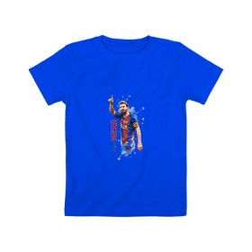 Детская футболка хлопок с принтом Месси в Санкт-Петербурге, 100% хлопок | круглый вырез горловины, полуприлегающий силуэт, длина до линии бедер | Тематика изображения на принте: lionel | messi | барса | барселона | испания | лионель | месси | футбол