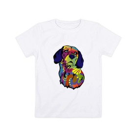 Детская футболка хлопок с принтом Берегись биглей в Санкт-Петербурге, 100% хлопок | круглый вырез горловины, полуприлегающий силуэт, длина до линии бедер | абстракция | бигль | сердце | собака