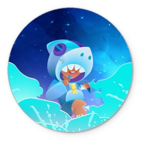 Коврик для мышки круглый с принтом LEON SHARK - BRAWL STARS в Санкт-Петербурге, резина и полиэстер | круглая форма, изображение наносится на всю лицевую часть | Тематика изображения на принте: 8 bit | 8 бит | 8bit | 8бит | brawl | crow | game | games | leon | max | mr.p | sandy | spike | star | stars | брав | бравл | браво | ворон | звезда | звезды | игра | игры | кроу | леон | макс | сенди | спайк | старс | сэнди