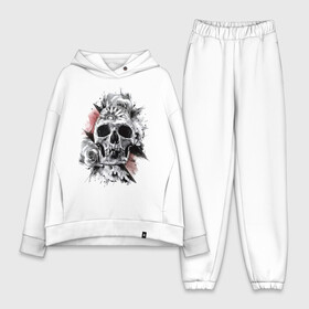 Женский костюм хлопок Oversize с принтом Skull в Санкт-Петербурге,  |  | flower | grin | jaw | orbits | rose | skull | teeth | глазницы | зубы | оскал | пасть | роза | цветок | череп