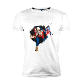 Мужская футболка премиум с принтом Iron Maiden в Санкт-Петербурге, 92% хлопок, 8% лайкра | приталенный силуэт, круглый вырез ворота, длина до линии бедра, короткий рукав | iron maiden | арт | железная дева | металл | музыка | рок группа