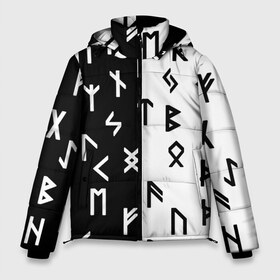 Мужская зимняя куртка 3D с принтом РУНЫ в Санкт-Петербурге, верх — 100% полиэстер; подкладка — 100% полиэстер; утеплитель — 100% полиэстер | длина ниже бедра, свободный силуэт Оверсайз. Есть воротник-стойка, отстегивающийся капюшон и ветрозащитная планка. 

Боковые карманы с листочкой на кнопках и внутренний карман на молнии. | runes | древние знаки | знак рода | знаки | иероглифы | коловрат | перунова сила | руны | русь | сварог | сварожич | символы | славяне | славянская символика | я русский | ярга