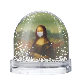 Снежный шар с принтом Мона Лиза в маске в Санкт-Петербурге, Пластик | Изображение внутри шара печатается на глянцевой фотобумаге с двух сторон | 2019 ncov | corona | corona time | coronavirus | covid 19 | mona lisa | virus | вирус | джаконда | здоровье | корона | коронавирус | медицина | мона лиза | пандемия