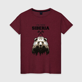 Женская футболка хлопок с принтом Сибирь в Санкт-Петербурге, 100% хлопок | прямой крой, круглый вырез горловины, длина до линии бедер, слегка спущенное плечо | siberia | лес | медведь | русский мишка | сибирь | сибиряк | тайга | топоры