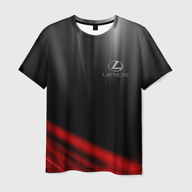 Мужская футболка 3D с принтом LEXUS. в Санкт-Петербурге, 100% полиэфир | прямой крой, круглый вырез горловины, длина до линии бедер | 2020 | auto | lexus | sport
 brand | авто | автомобильные | брэнд | классика | лексус | лого | логотип | марка | машины | следы от шин | спорт