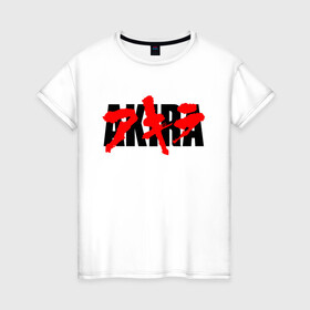 Женская футболка хлопок с принтом AKIRA logo в Санкт-Петербурге, 100% хлопок | прямой крой, круглый вырез горловины, длина до линии бедер, слегка спущенное плечо | akira | anime akira | fantastic | future | tokyo | акира | аниме акира | будущее | доктор | кацухиро отомо | мияко | сётаро канэда | токио | тэцуо сима | фантастика
