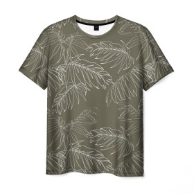 Мужская футболка 3D с принтом листья пальмы в Санкт-Петербурге, 100% полиэфир | прямой крой, круглый вырез горловины, длина до линии бедер | casual | summer | летние | лето | пляжное | тренд | тропики