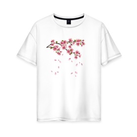 Женская футболка хлопок Oversize с принтом Весна 2020. в Санкт-Петербурге, 100% хлопок | свободный крой, круглый ворот, спущенный рукав, длина до линии бедер
 | весенние картинки | весна | весна 2020 | зелнь | прекрасное время года | прикольные картинки | природа | птицы | тюльпаны | цветы