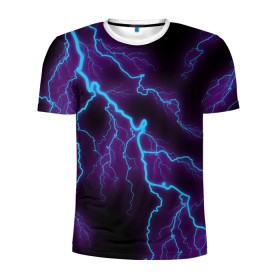 Мужская футболка 3D спортивная с принтом МОЛНИЯ в Санкт-Петербурге, 100% полиэстер с улучшенными характеристиками | приталенный силуэт, круглая горловина, широкие плечи, сужается к линии бедра | гроза | гром | молния | небо | неон | неоновый | ночь | природа | разряд | текстура | ток | электричество | яркий