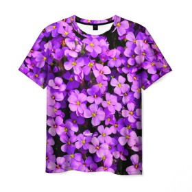 Мужская футболка 3D с принтом Сирень в Санкт-Петербурге, 100% полиэфир | прямой крой, круглый вырез горловины, длина до линии бедер | бабочки | весна | лето | лист | листья | растение | растения | сирень | цветок | цветочки | цветы