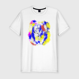 Мужская футболка хлопок Slim с принтом Красочное небо в Санкт-Петербурге, 92% хлопок, 8% лайкра | приталенный силуэт, круглый вырез ворота, длина до линии бедра, короткий рукав | 2020 | абстракция | краски | настроение | небо | позитив | цвета | яркая