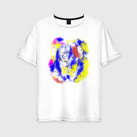 Женская футболка хлопок Oversize с принтом Красочное небо в Санкт-Петербурге, 100% хлопок | свободный крой, круглый ворот, спущенный рукав, длина до линии бедер
 | 2020 | абстракция | краски | настроение | небо | позитив | цвета | яркая