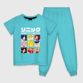 Детская пижама хлопок с принтом Японский Sonic в Санкт-Петербурге, 100% хлопок |  брюки и футболка прямого кроя, без карманов, на брюках мягкая резинка на поясе и по низу штанин
 | Тематика изображения на принте: 16бит | 8бит | dendy | hedgehog | japan | movie | sega | sonic | the | в японском стиле | винтаж | денди | ёжик | игра | иероглифы | йероглифы | кино | сега | соник | фильм | японский