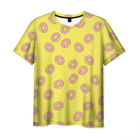 Мужская футболка 3D с принтом Пончики Донатс. в Санкт-Петербурге, 100% полиэфир | прямой крой, круглый вырез горловины, длина до линии бедер | brand | moda | style | texture | бренд | весна | капкейки | минимализм | мода | пончики | пончики донатс | прикольные картинки | сладости | стиль | текстура