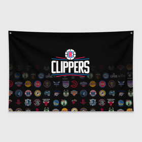 Флаг-баннер с принтом Los Angeles Clippers (2) в Санкт-Петербурге, 100% полиэстер | размер 67 х 109 см, плотность ткани — 95 г/м2; по краям флага есть четыре люверса для крепления | ball | basketball | clippers | sport | streetball | баскетбол | клипперс | мяч | нба | спорт | стритбол