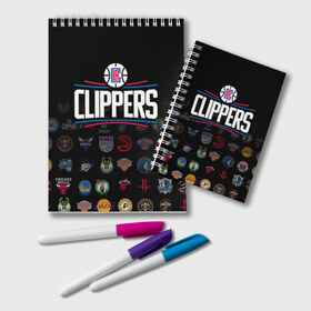 Блокнот с принтом Los Angeles Clippers (2) в Санкт-Петербурге, 100% бумага | 48 листов, плотность листов — 60 г/м2, плотность картонной обложки — 250 г/м2. Листы скреплены удобной пружинной спиралью. Цвет линий — светло-серый
 | ball | basketball | clippers | sport | streetball | баскетбол | клипперс | мяч | нба | спорт | стритбол