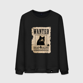Мужской свитшот хлопок с принтом Кот в Санкт-Петербурге, 100% хлопок |  | Тематика изображения на принте: cat | wanted | живым или мертвым | кот | кот шредингера | котэ | опасен | разыскивается | чёрный кот