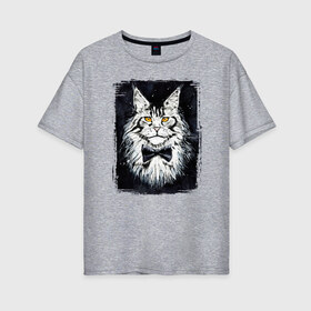 Женская футболка хлопок Oversize с принтом Hello kittys! в Санкт-Петербурге, 100% хлопок | свободный крой, круглый ворот, спущенный рукав, длина до линии бедер
 | акварельный | арт | галстук бабочка | глаза | кот | коты | котяра | кошка | крутая рисунок | мейнкун | мейнкуны | мех | мэйн кун | портрет | рисованный | скетч | стильная | чёрный