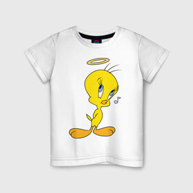 Детская футболка хлопок с принтом Твити в Санкт-Петербурге, 100% хлопок | круглый вырез горловины, полуприлегающий силуэт, длина до линии бедер | looney tunes | tweety | vdzabma | луни тюнз | твити