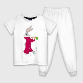 Детская пижама хлопок с принтом Багз Банни в Санкт-Петербурге, 100% хлопок |  брюки и футболка прямого кроя, без карманов, на брюках мягкая резинка на поясе и по низу штанин
 | bugs bunny | looney tunes | vdzabma | багз банни | луни тюнз