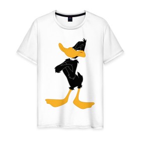 Мужская футболка хлопок с принтом Даффи Дак в Санкт-Петербурге, 100% хлопок | прямой крой, круглый вырез горловины, длина до линии бедер, слегка спущенное плечо. | daffy duck | looney tunes | vdzabma | даффи дак | луни тюнз