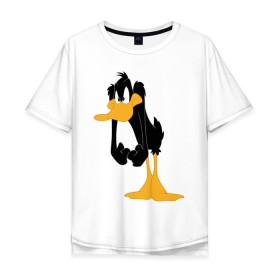 Мужская футболка хлопок Oversize с принтом Даффи Дак в Санкт-Петербурге, 100% хлопок | свободный крой, круглый ворот, “спинка” длиннее передней части | daffy duck | looney tunes | vdzabma | даффи дак | луни тюнз