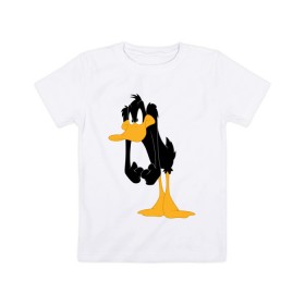 Детская футболка хлопок с принтом Даффи Дак в Санкт-Петербурге, 100% хлопок | круглый вырез горловины, полуприлегающий силуэт, длина до линии бедер | daffy duck | looney tunes | vdzabma | даффи дак | луни тюнз