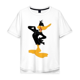 Мужская футболка хлопок Oversize с принтом Даффи Дак в Санкт-Петербурге, 100% хлопок | свободный крой, круглый ворот, “спинка” длиннее передней части | daffy duck | looney tunes | vdzabma | даффи дак | луни тюнз