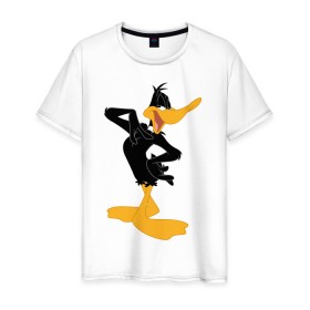 Мужская футболка хлопок с принтом Даффи Дак в Санкт-Петербурге, 100% хлопок | прямой крой, круглый вырез горловины, длина до линии бедер, слегка спущенное плечо. | daffy duck | looney tunes | vdzabma | даффи дак | луни тюнз