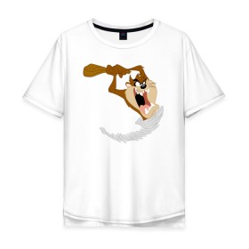 Мужская футболка хлопок Oversize с принтом Таз в Санкт-Петербурге, 100% хлопок | свободный крой, круглый ворот, “спинка” длиннее передней части | looney tunes | tasmanian devil | taz | vdzabma | луни тюнз | таз | тасманский дьявол