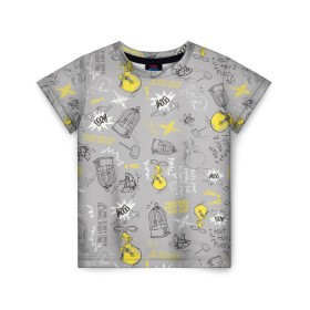 Детская футболка 3D с принтом Looney Tunes в Санкт-Петербурге, 100% гипоаллергенный полиэфир | прямой крой, круглый вырез горловины, длина до линии бедер, чуть спущенное плечо, ткань немного тянется | Тематика изображения на принте: looney tunes | tweety | vdzabma | луни тюнз | твити
