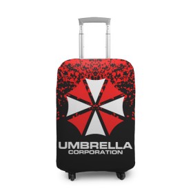 Чехол для чемодана 3D с принтом Umbrella Corporation. в Санкт-Петербурге, 86% полиэфир, 14% спандекс | двустороннее нанесение принта, прорези для ручек и колес | resident evil | umbrella corporation | амбрелла | амбрелла корпорейшн | вирус | вымышленная военная и фармацевтическая корпорация | игра | умбрелла