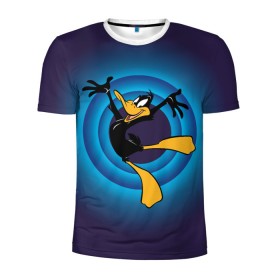 Мужская футболка 3D спортивная с принтом Даффи Дак в Санкт-Петербурге, 100% полиэстер с улучшенными характеристиками | приталенный силуэт, круглая горловина, широкие плечи, сужается к линии бедра | daffy duck | looney tunes | vdzabma | даффи дак | луни тюнз